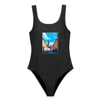 Olomouc Tschechische Republik Vintage Reiseposter WPA - Frauen Badeanzug - Schwarz - Vorne - AI Model Female 172 light (172cm)