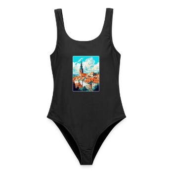 Mikulov Tschechische Republik Vintage Reiseposter WPA - Frauen Badeanzug - Schwarz - Vorne - AI Model Female 172 light (172cm)