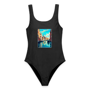 Venise Italie Affiche de voyage vintage WPA Souvenir - Maillot de bain femme - noir - Devant - AI Model Female 172 light (172cm)