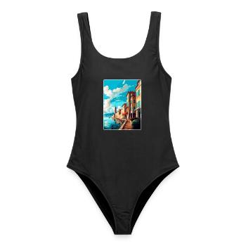 Bayonne France Affiche de voyage vintage Souvenir WPA - Maillot de bain femme - noir - Devant - AI Model Female 172 light (172cm)