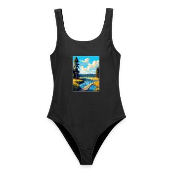 Bory Tucholskie Poland Vintage Travel Poster WPA - Women's Swimsuit - black - Front - AI Model Female 172 light (172cm)