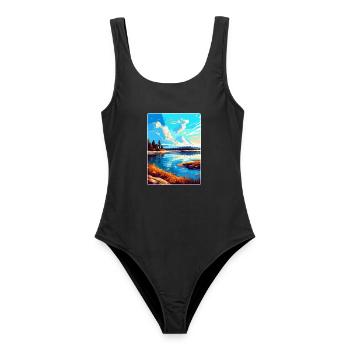 Warta Mund Polen Vintage Reiseplakat Souvenir - Frauen Badeanzug - Schwarz - Vorne - AI Model Female 172 light (172cm)