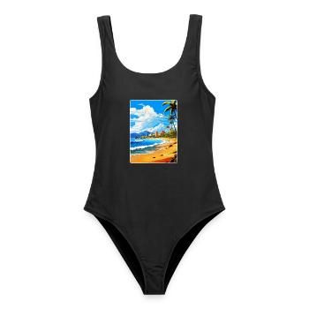 Playa De Las Americas Spanien Vintage Reiseplakat - Frauen Badeanzug - Schwarz - Vorne - AI Model Female 172 light (172cm)