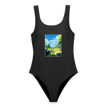 Affiche de voyage vintage de la Grèce antique Olympi WPA - Maillot de bain femme - noir - Devant - AI Model Female 172 light (172cm)