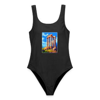 Samothrake Griechenland Vintage Reiseplakat Souvenir - Frauen Badeanzug - Schwarz - Vorne - AI Model Female 172 light (172cm)