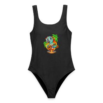 Lustige Papagei Sommer Strand Sonnenbrille Hawaiianisch - Frauen Badeanzug - Schwarz - Vorne - AI Model Female 172 light (172cm)