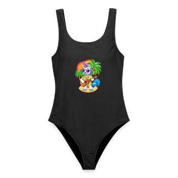 Lustige Einhorn Cartoon Sommer Strand Sonnenbrille - Frauen Badeanzug - Schwarz - Vorne - AI Model Female 172 light (172cm)