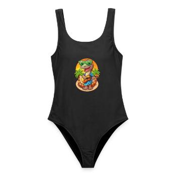 Lustige Schlange Cartoon Sommer Strand Sonnenbrille Gitarre - Frauen Badeanzug - Schwarz - Vorne - AI Model Female 172 light (172cm)