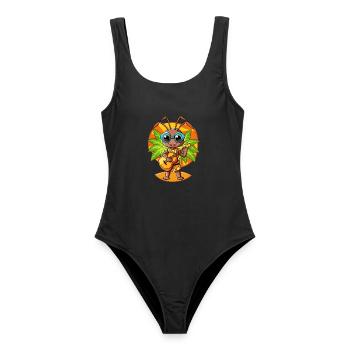 Lustige Ameise Cartoon Sommer Strand Sonnenbrille Gitarre - Frauen Badeanzug - Schwarz - Vorne - AI Model Female 172 light (172cm)