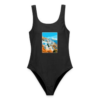 Ios Griechenland Vintage Reise Poster Souvenir Souvenir - Frauen Badeanzug - Schwarz - Vorne - AI Model Female 172 light (172cm)