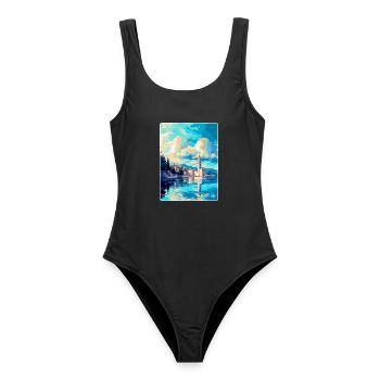 Split Croatia Vintage Travel Poster WPA Souvenir - Women's Swimsuit - black - Front - AI Model Female 172 light (172cm)