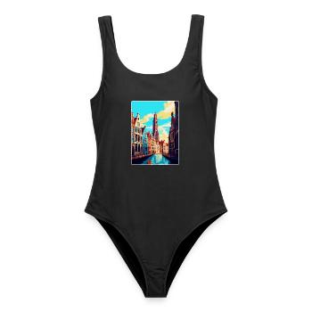 Anvers Belgique Affiche de voyage vintage Souvenir WPA - Maillot de bain femme - noir - Devant - AI Model Female 172 light (172cm)