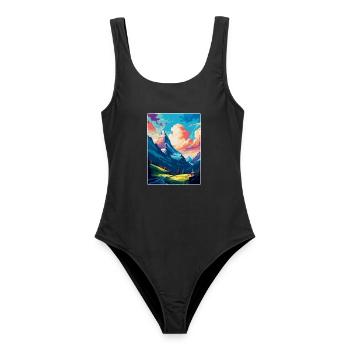 Grindelwald Schweiz Vintage Reiseposter WPA - Frauen Badeanzug - Schwarz - Vorne - AI Model Female 172 light (172cm)