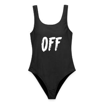 Off Brush Typography - Frauen Badeanzug - Schwarz - Vorne - AI Model Female 172 light (172cm)