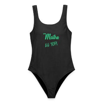 MASTER. THANK YOU. THANK YOU, MASTER. MASTER. MASTER GIFT - Women's Swimsuit - black - Front - AI Model Female 172 light (172cm)