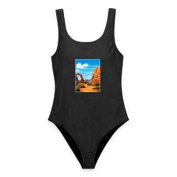 Arches National Park Utah Vintage Reiseposter - Frauen Badeanzug - Schwarz - Vorne - AI Model Female 172 light (172cm)