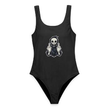 Grim Reaper montre les deux doigts du milieu - Maillot de bain femme - noir - Devant - AI Model Female 172 light (172cm)