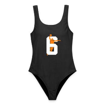 NUMMER 6 BASKETBALL 6. GEBURTSTAG - Frauen Badeanzug - Schwarz - Vorne - AI Model Female 172 light (172cm)
