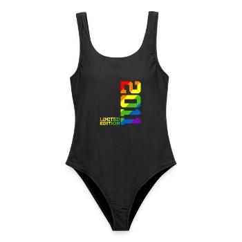 LGBTQ 2011 RAINBOW QUEER 14E ANNIVERSAIRE PRIDE - Maillot de bain femme - noir - Devant - AI Model Female 172 light (172cm)