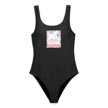 Morkie Dogmom - Frauen Badeanzug - Schwarz - Vorne - AI Model Female 172 light (172cm)