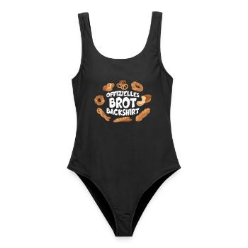 OFFIZIELLES BROT BACKSHIRT - Frauen Badeanzug - Schwarz - Vorne - AI Model Female 172 light (172cm)