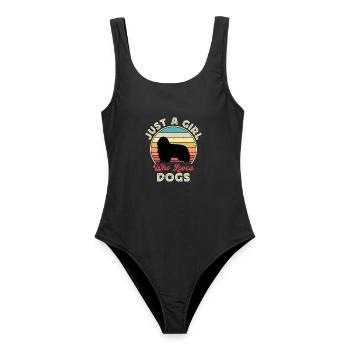 Bärtiger Collie Hundeliebhaber Silhouette Vintage Sonnenuntergang - Frauen Badeanzug - Schwarz - Vorne - AI Model Female 172 light (172cm)