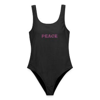 all we need is PEACE - Frauen Badeanzug - Schwarz - Vorne - AI Model Female 172 light (172cm)