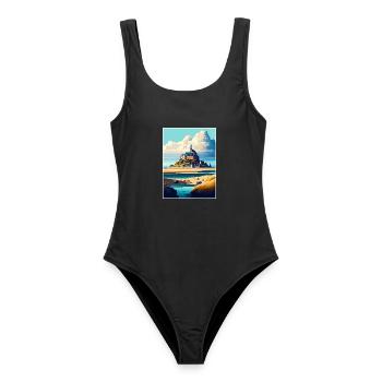 Mont Saint Michel Frankreich Vintage Reiseposter WPA - Frauen Badeanzug - Schwarz - Vorne - AI Model Female 172 light (172cm)