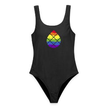 Augsburg Zirbelnuss LGBT LGBTQPlus - Frauen Badeanzug - Schwarz - Vorne - AI Model Female 172 light (172cm)