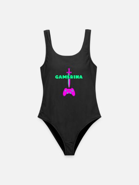 Gamerina #2 Neon Schwert Controller - Frauen Badeanzug - Schwarz