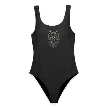 Geometric Wolf Head - Women's Swimsuit - black - Front - AI Model Female 172 light (172cm)