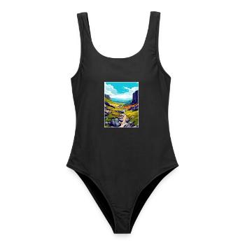 Hohe Tasse Nick Cumbria Vintage Reiseposter WPA - Frauen Badeanzug - Schwarz - Vorne - AI Model Female 172 light (172cm)