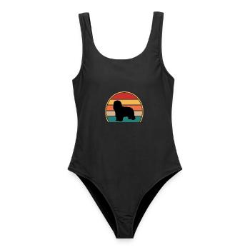 Briard Hund Liebhaber Silhouette Vintage Sonnenuntergang - Frauen Badeanzug - Schwarz - Vorne - AI Model Female 172 light (172cm)
