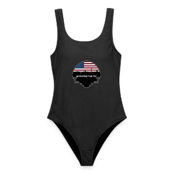 Washington Dc Washington USA Flagge Skyline Silhouet - Frauen Badeanzug - Schwarz - Vorne - AI Model Female 172 light (172cm)