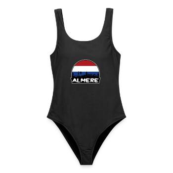 Almere Niederlande Flagge Skyline Silhouette Reisen - Frauen Badeanzug - Schwarz - Vorne - AI Model Female 172 light (172cm)