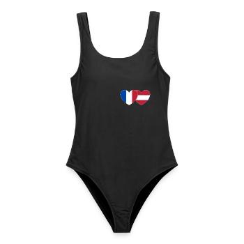 Frankreich Österreich Flagge Herz - Frauen Badeanzug - Schwarz - Vorne - AI Model Female 172 light (172cm)