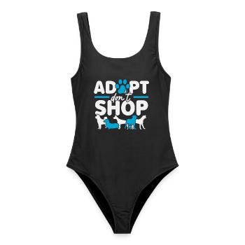 Adopt Don't Shop Tierretter Tierrechte - Frauen Badeanzug - Schwarz - Vorne - AI Model Female 172 light (172cm)