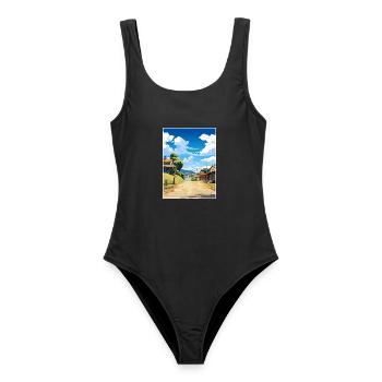 Sovereign Hills Australien Vintage Reiseposter - Frauen Badeanzug - Schwarz - Vorne - AI Model Female 172 light (172cm)