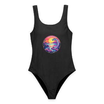 Regenwurm Buntes Aquarell Cartoon Kawaii Haustier - Frauen Badeanzug - Schwarz - Vorne - AI Model Female 172 light (172cm)
