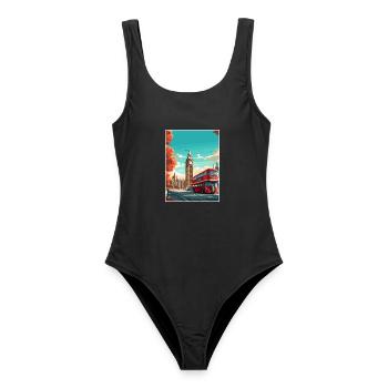 Big Ben London Vintage Reiseposter WPA Souvenir - Frauen Badeanzug - Schwarz - Vorne - AI Model Female 172 light (172cm)