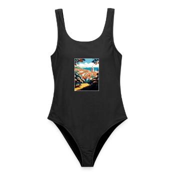 Viana Do Castelo Portugal Vintage Reiseposter - Frauen Badeanzug - Schwarz - Vorne - AI Model Female 172 light (172cm)