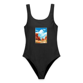 Große Treppe Utah Wüste Vintage Reiseposter - Frauen Badeanzug - Schwarz - Vorne - AI Model Female 172 light (172cm)