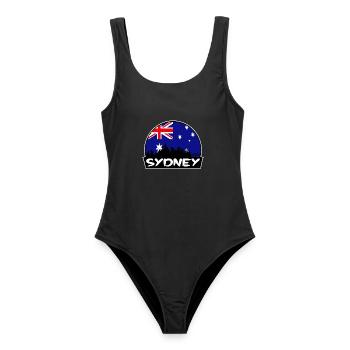 Sydney Australien Flagge Skyline Silhouette Reisen - Frauen Badeanzug - Schwarz - Vorne - AI Model Female 172 light (172cm)