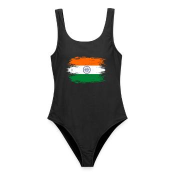Indien Flagge used look - Frauen Badeanzug - Schwarz - Vorne - AI Model Female 172 light (172cm)
