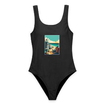 Brighton Pier Seascape Uk Vintage Reiseposter - Frauen Badeanzug - Schwarz - Vorne - AI Model Female 172 light (172cm)