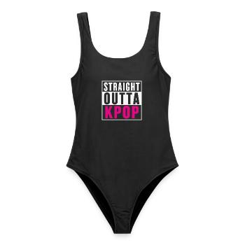 Straight Outta KPOP - Frauen Badeanzug - Schwarz - Vorne - AI Model Female 172 light (172cm)