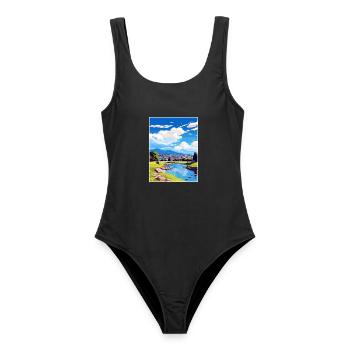 Hamilton Neuseeland Neuseeland Vintage Reiseposter WPA - Frauen Badeanzug - Schwarz - Vorne - AI Model Female 172 light (172cm)