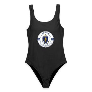 Medford Massachusetts Flagge USA Souvenir Abzeichen - Frauen Badeanzug - Schwarz - Vorne - AI Model Female 172 light (172cm)