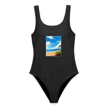 Nicoya Halbinsel Costa Rica Vintage Reiseposter - Frauen Badeanzug - Schwarz - Vorne - AI Model Female 172 light (172cm)