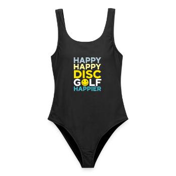Happy Happy Disc Golf Happier Freizeit-Werfer - Frauen Badeanzug - Schwarz - Vorne - AI Model Female 172 light (172cm)